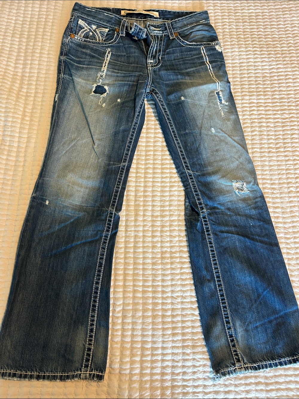 Big Star Women’s Distressed Blue Flare Jeans